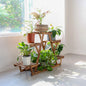 Carbonized Triangle 6 Tiered Corner Wood Plant Stand  Indoor Outdoor