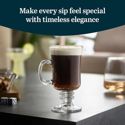 Elegant Raised Rim Latte Mugs, Dishwasher Safe Glass Coffee Cups