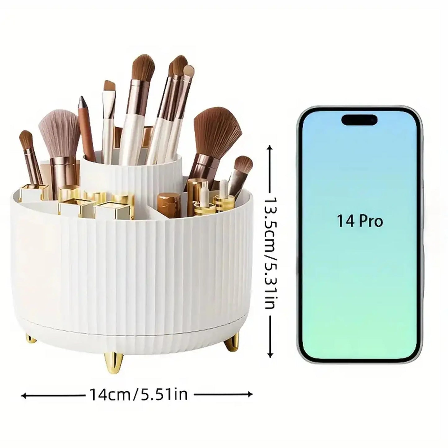 360° Rotating Makeup Organizer - 1pc with 5 Compartments