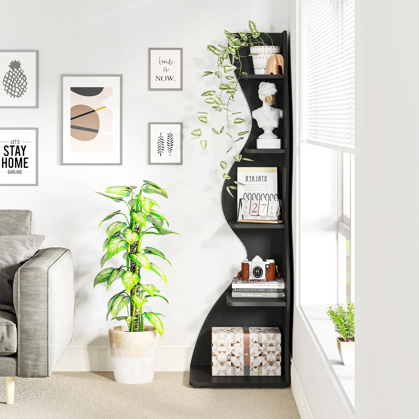 Tribesigns Corner Shelf, Modern 5-Tier Wall
