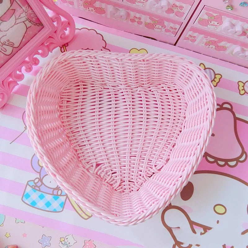 Love Heart Shape Basket Desktop S Home Storage