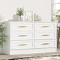 6 Drawer Dresser White and Gold, Tall Dresser Storage Solution for Entryway and Hallway