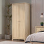 Solid Wood Armoire – 2-Door Wardrobe Cabinet with Adjustable Shelves, Tall Bedroom Storage Closet, Unfinished