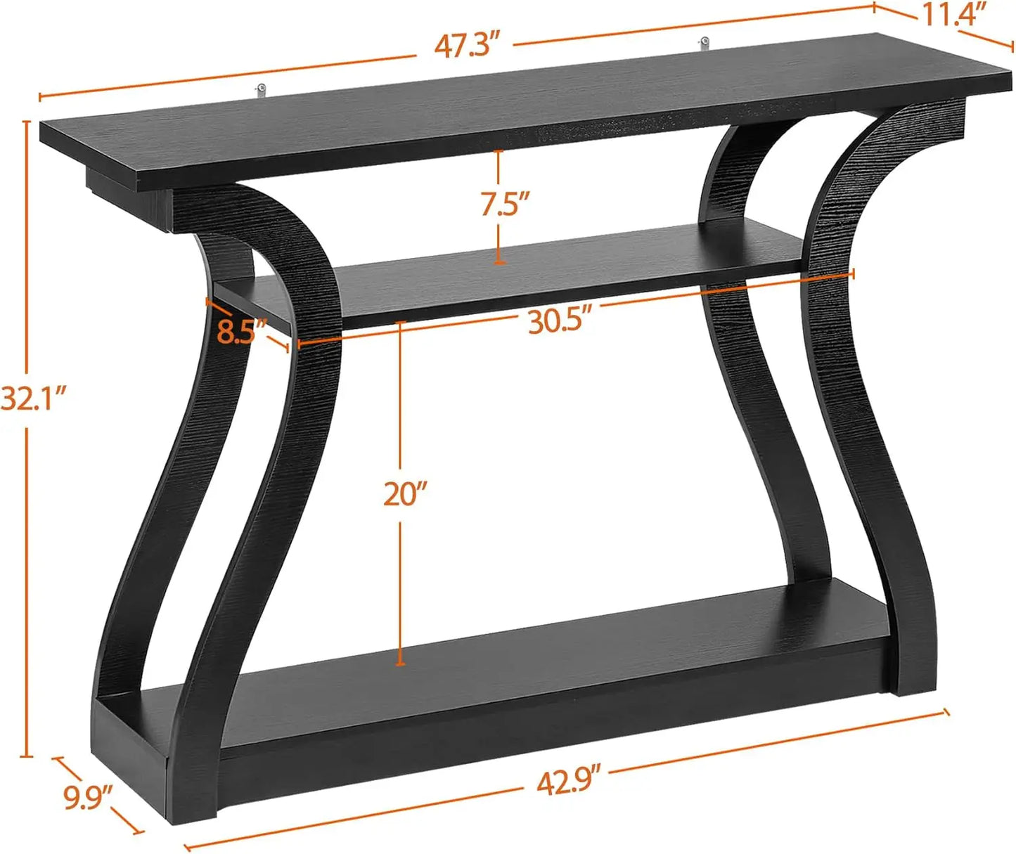 Wood Console Table 3 Tier