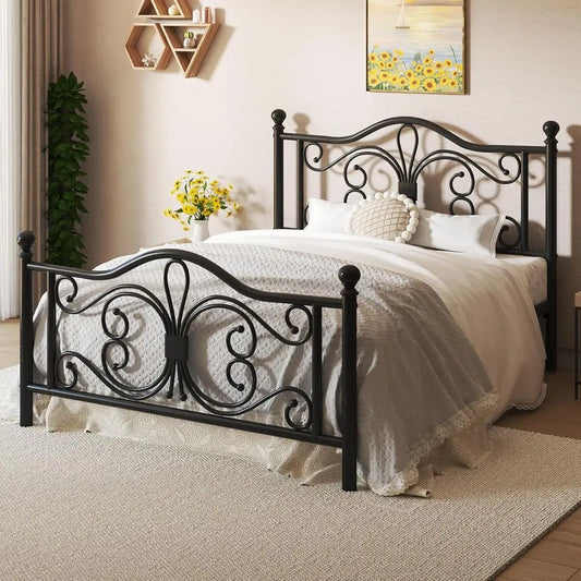 Full Metal Platform Bed with Sleek Design, Solid Slat Support, No Box Spring Required