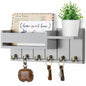 Rustic Wood Key Holder with Shelf Wall Mounted Decorative Key Rack  6 Key Hooks
