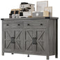 Buffet Cabinet with Storage Farmhouse with 4 Doors and 2 Drawers, 55'' Large Kitchen Storage  Blue Wood