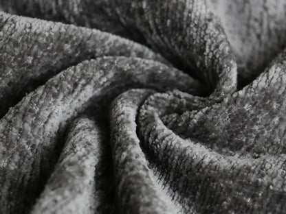 112 Inch U-Shaped Sectional Sofa, Dark Grey Chenille Fabric, Double Chaise for Living Room