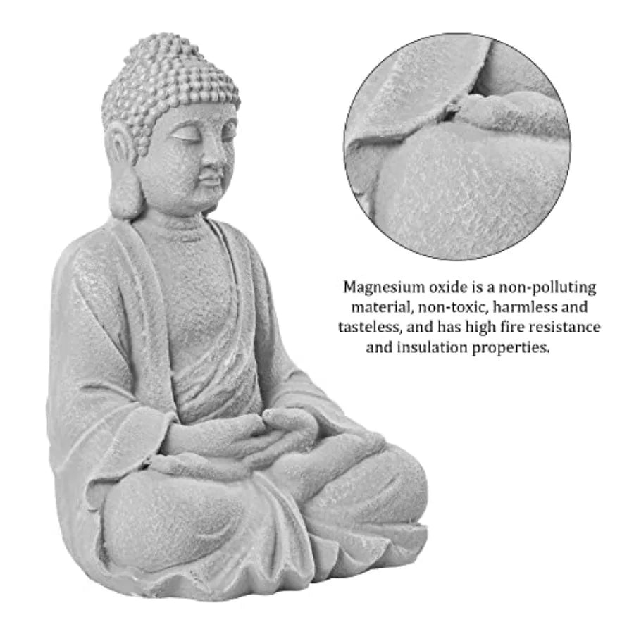 Zen Garden Asian Buddha Statue Outdoor  Yard Decor 20'' High  Magnesium Oxide Stone Grey