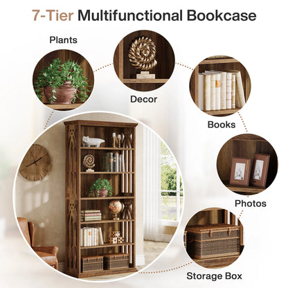 Tribesigns 6-Tier Bookshelf, 75-Inch Tall Bookcase,  Freestanding Display Shelves,