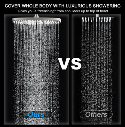 High Pressure Rain Shower Head with Handheld Spray Combo, Magnetic Docking and Power Jets
