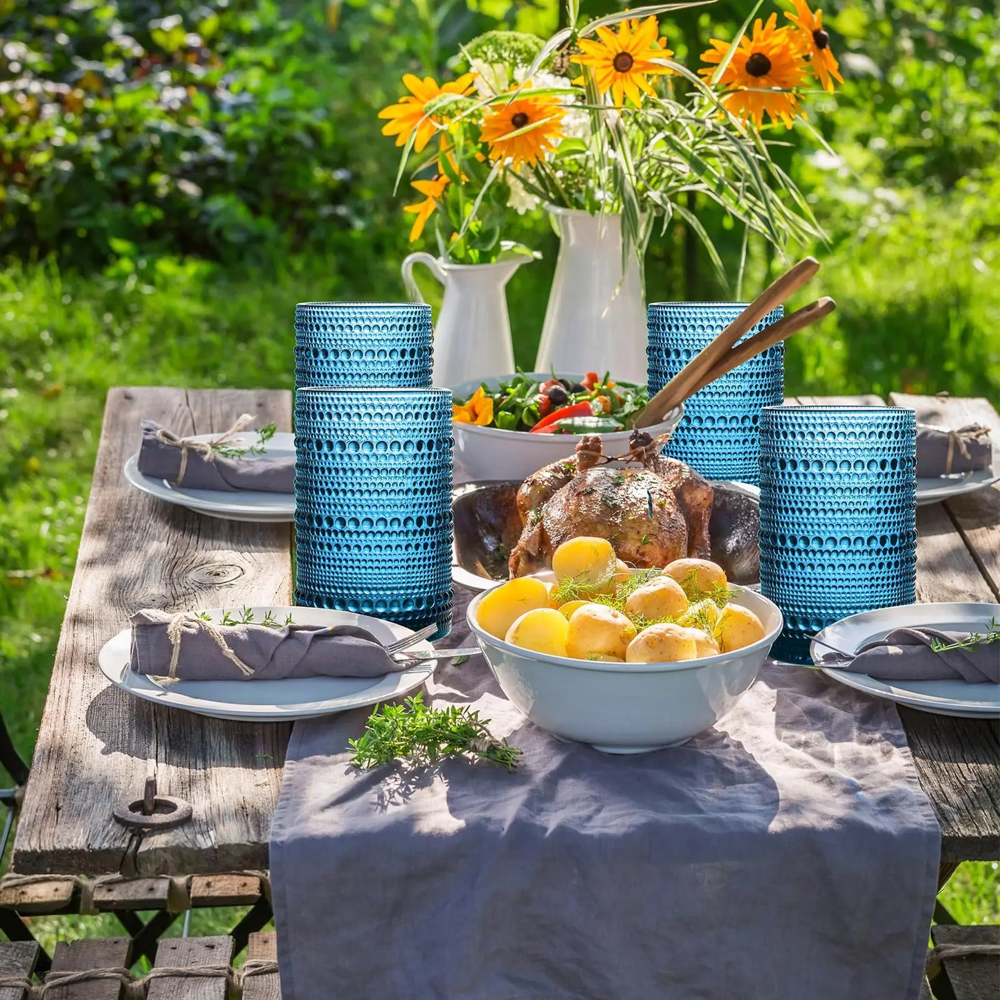 8PCS Vintage Raindrop Glass Cup 300/400ML Highball Glasses