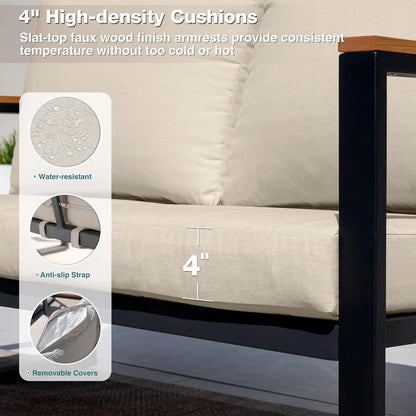 Patio Furniture Set, 4 Pieces Outdoor Patio Furniture with Coffee Table Set