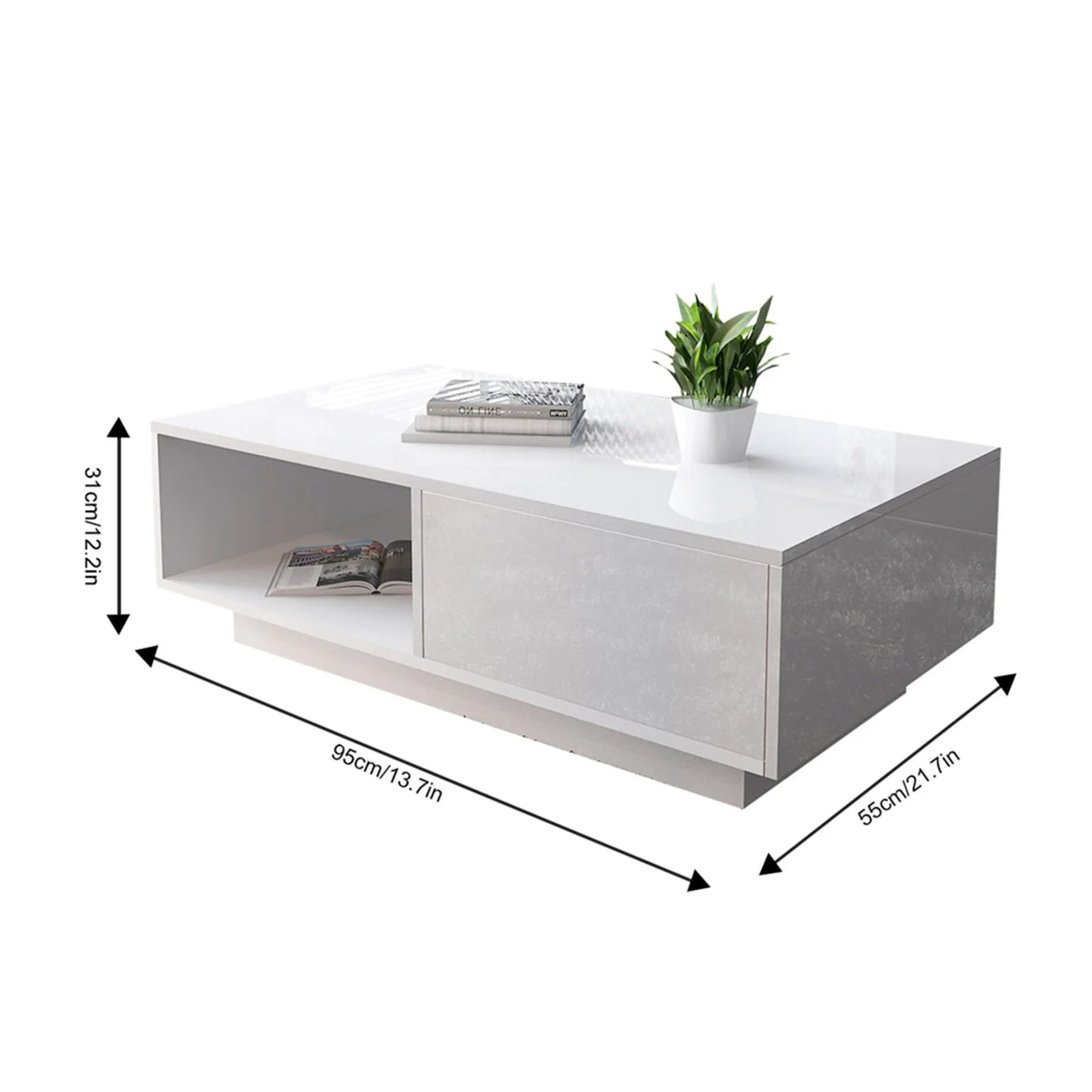 Modern High Gloss Rectangular Coffee Table
