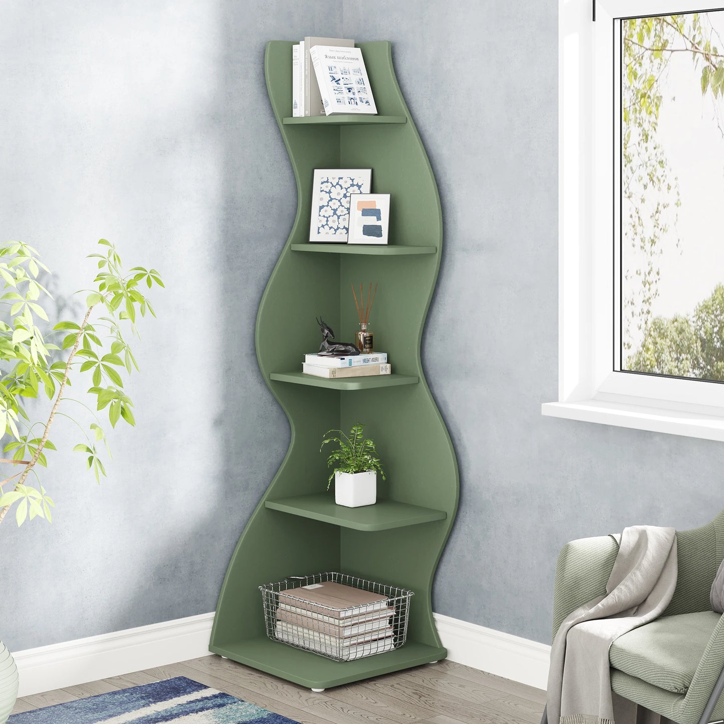 Tribesigns Corner Shelf, Modern 5-Tier Wall