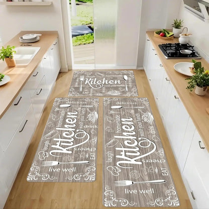 Kitchen Mats for Floor, Sets of 3, Black Farmhouse