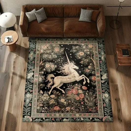 Magic Unicorn Plant Floral Carpet for Living Room Bedroom