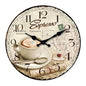 European Retro Coffee Cup Pattern Wooden Wall Clock for Kitchen, Home Decoration, Silent Quartz Clock,