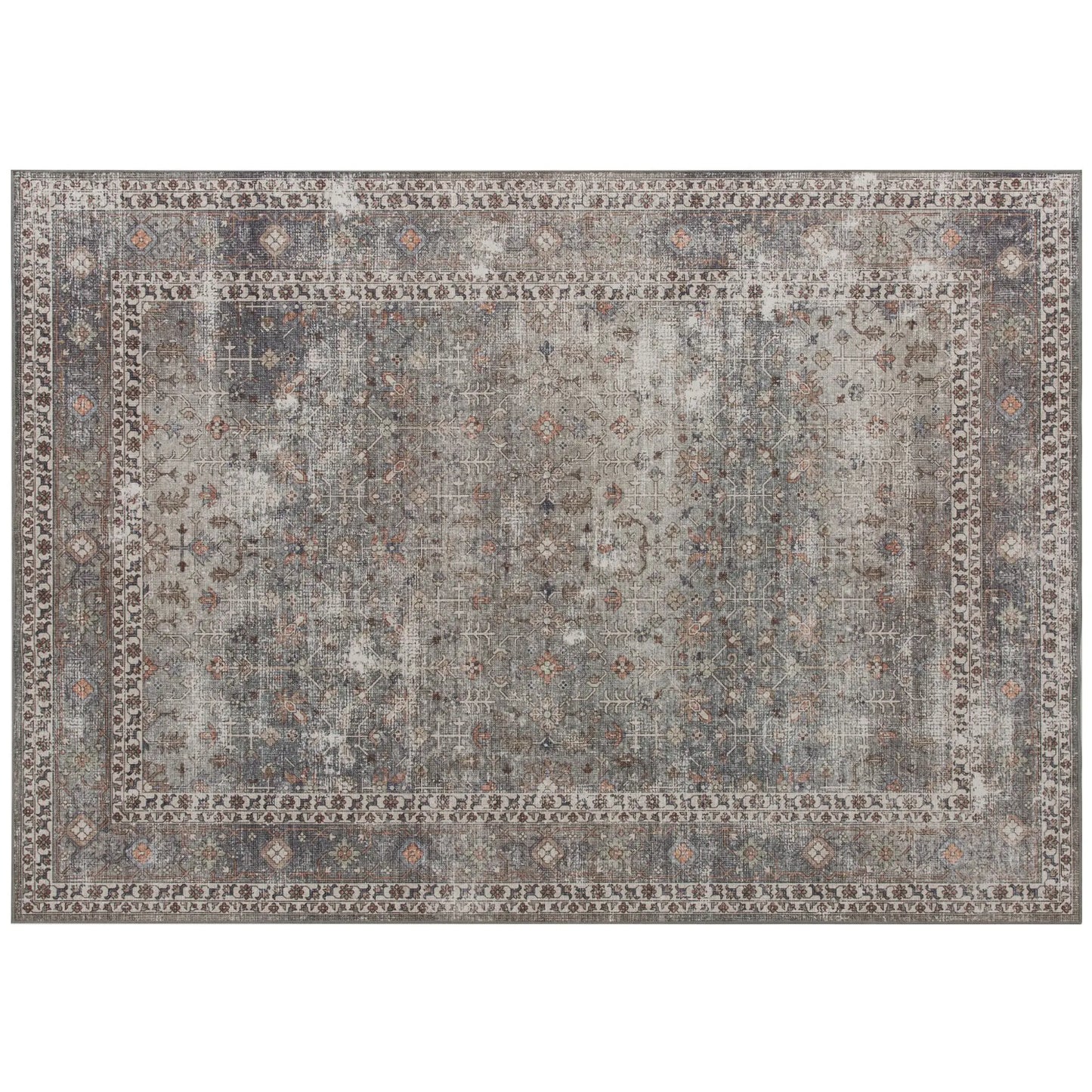 HOMCOM Machine Washable Area Rug 5x7,  Dark Mixed-Brown