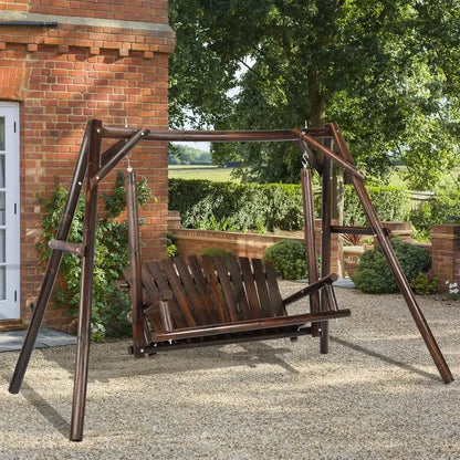 2-Seat Porch Swing with A-Frame Stand, Outdoor Patio Swing Chair