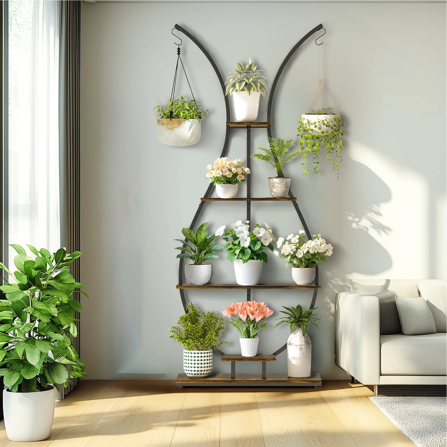 Large Vase Shaped Plant Stand 5 Tier Planter Display  for Home Patio Decor