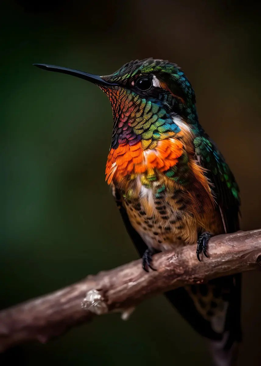 Watercolor Hummingbird Flower Wall Art