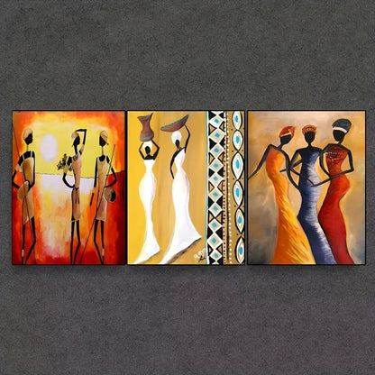 3pcs African Women Classic Vintage Wall Art Canvas Painting