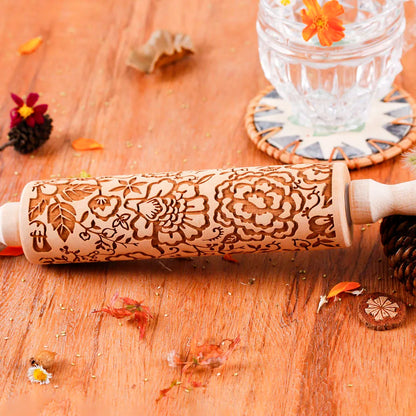 1 pcs Wooden Sunflower Embossed Rolling Pin