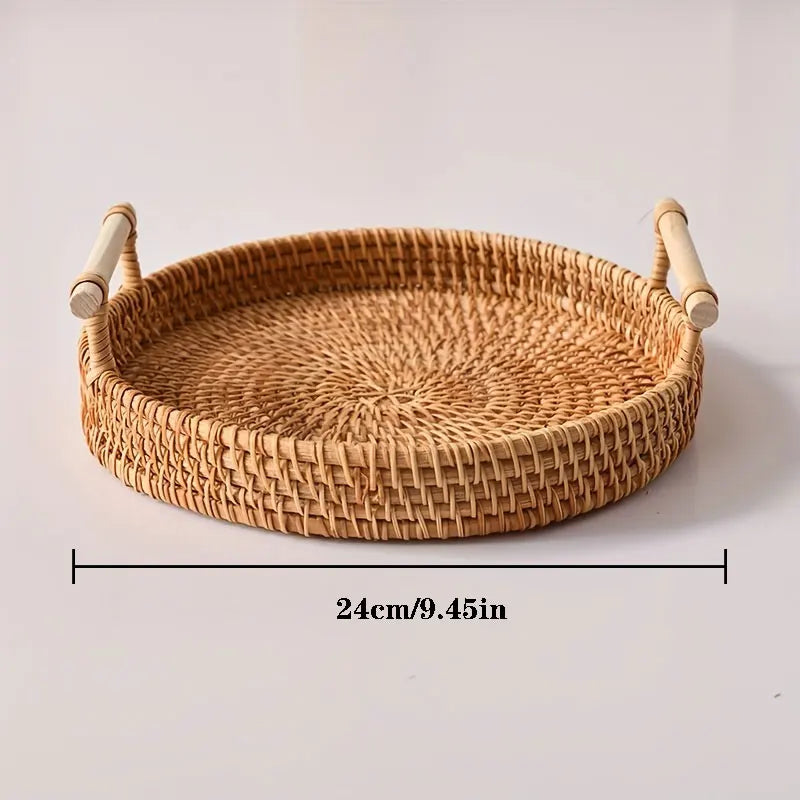 Handwoven Rattan Tray & Food Basket
