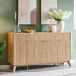 Fluted Buffet Sideboard Cabinet With Storages, Coffee ,Wine Bar Storage Cabinet With 3 Drawers