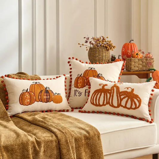 1Pcs Autumn Maple Leaf Pumpkin Pillow Case