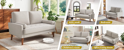 48 Inch Vesgantti Loveseat Sofa - Solid Wood Legs  Throw Pillow