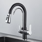Quyanre Matte Black Filtered Crane For Kitchen Pull Out Spray 360 Rotation Water Sink Mixer Kitchen Faucet