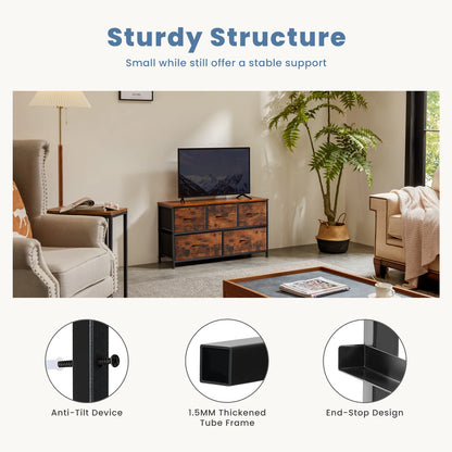 JHK Living Room Display Cabinet Layers With 5 Fabric Drawers  Clothes Storage Dresser