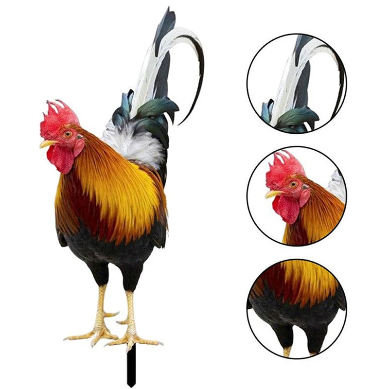 Garden Rooster Statue Chicken Sculpture For Yard Decor Patio