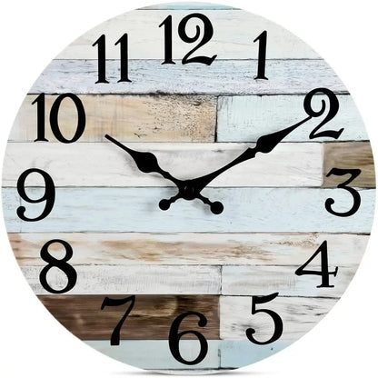 Wall Clock 10 Inch ClockRustic Wall Clocks Battery Operated,SilentNon Ticking Wooden
