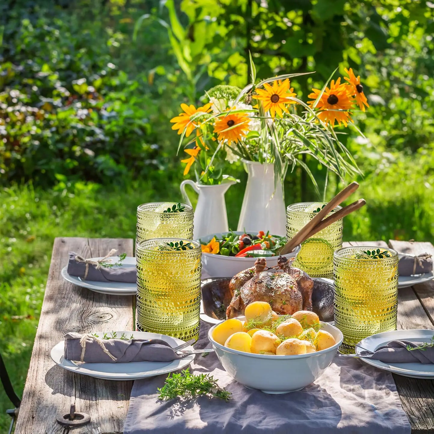 8PCS Vintage Raindrop Glass Cup 300/400ML Highball Glasses