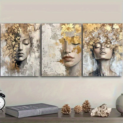 2D Flat 3pcs Wooden Framed Canvas Painting