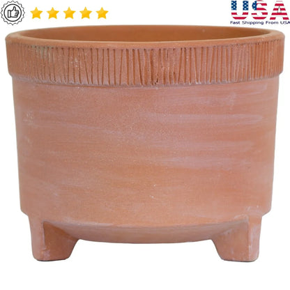 10in Footed Terracotta Clay Planter