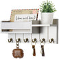 Rustic Wood Key Holder with Shelf Wall Mounted Decorative Key Rack  6 Key Hooks