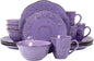 Rustic Birch 16 Piece Stoneware Dinnerware Set in Purple