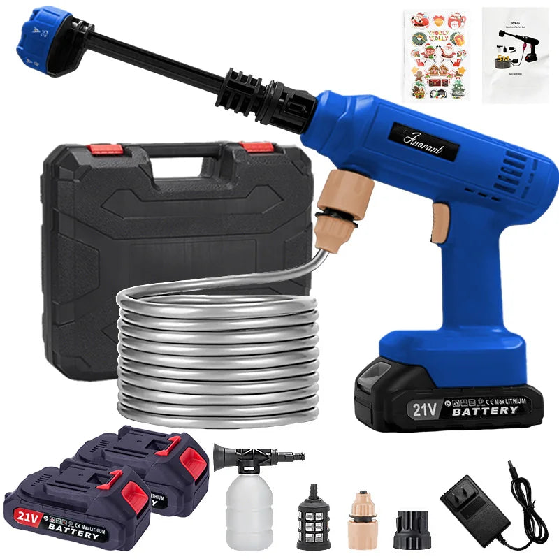 Power Blaster Plus Pressure Washer Cordless Portable Electric Water Spray Gun and Hose