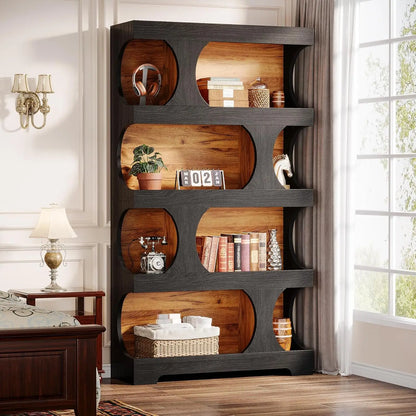 Modern Asymmetrical Bookshelf, with Classic Shape,Large Library BookShelf for Living Room, Home Office