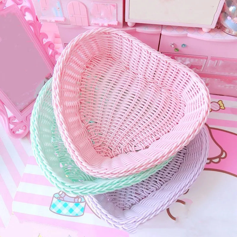 Love Heart Shape Basket Desktop S Home Storage