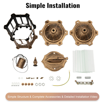 Bymaocar E27 Antique Simple Wall Lamp Sconce Porch Lamp Garden Indoor & Outdoor Exterior Classic Cage Design Decor Wall Light
