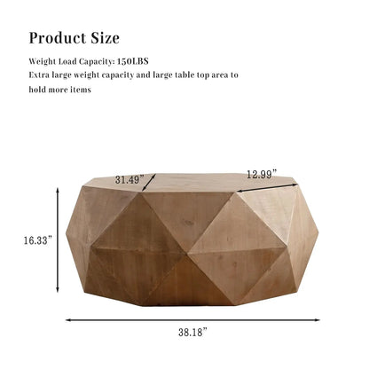 38" Modern Farmhouse Coffee Table, Drum Coffee Table