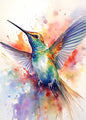 Watercolor Hummingbird Flower Wall Art