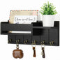 Rustic Wood Key Holder with Shelf Wall Mounted Decorative Key Rack  6 Key Hooks