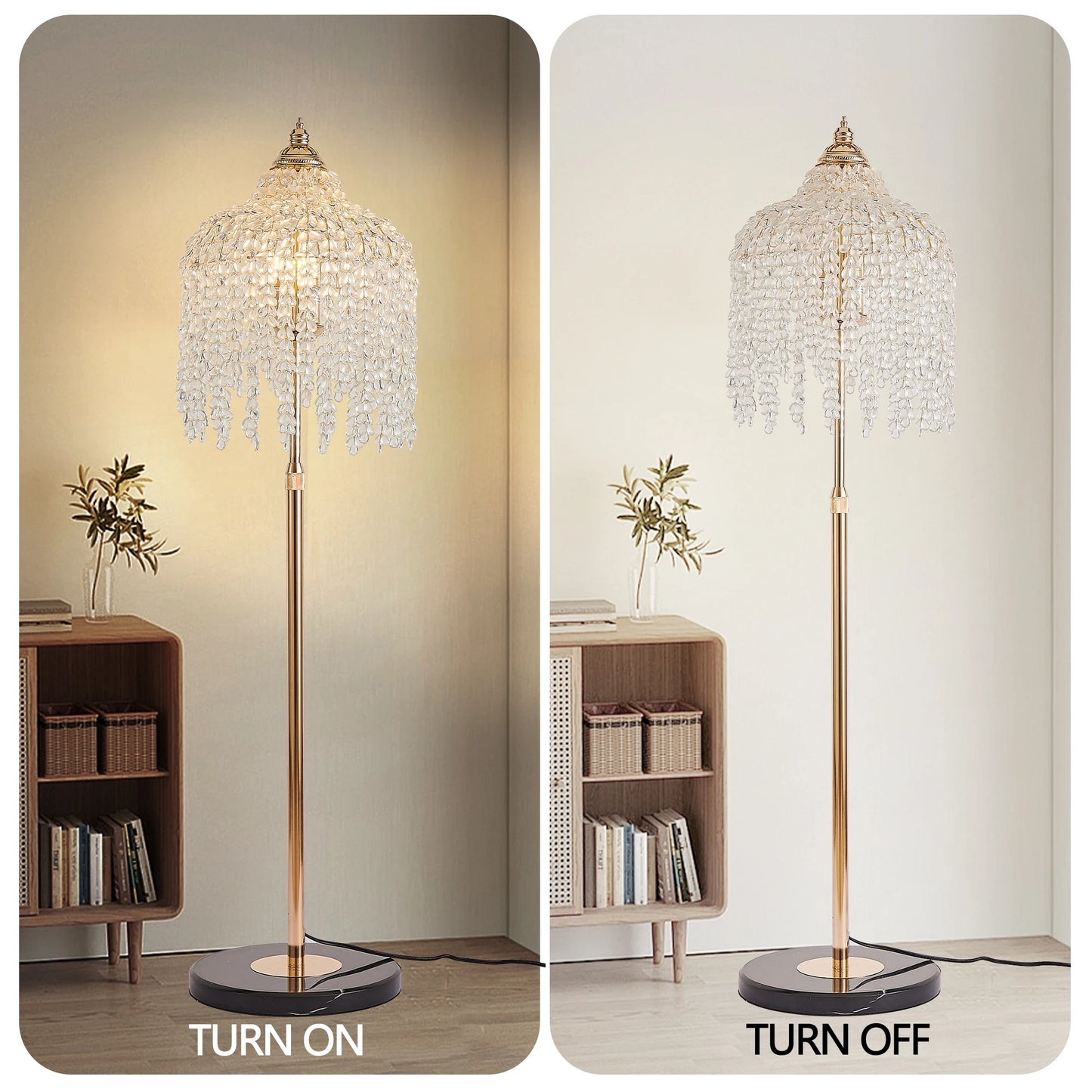3-Light Elegant Crystal Floor Lamp Vintage Design