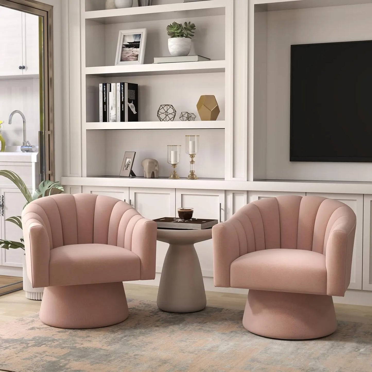 360° Swivel Velvet Upholstered Barrel Chair Set 2 Living Room Reading Round Armchair, 15 different colors